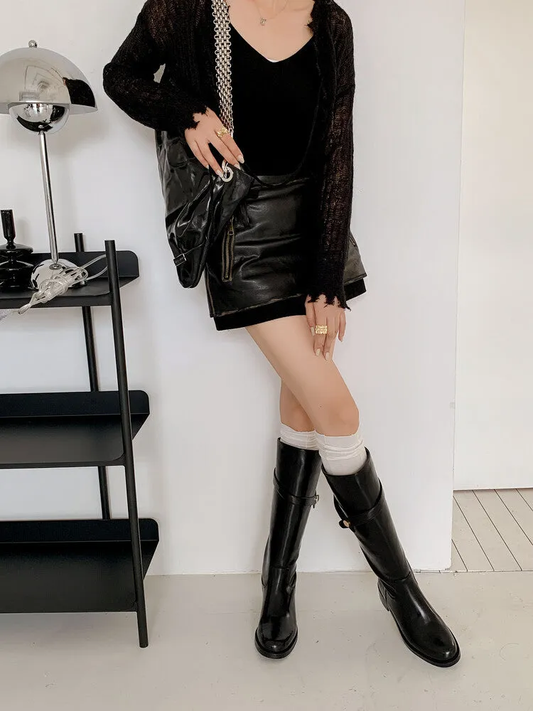 INSTOCK - Genuine Leather Boots in Brown and Black (Velvet or Leather Lining)