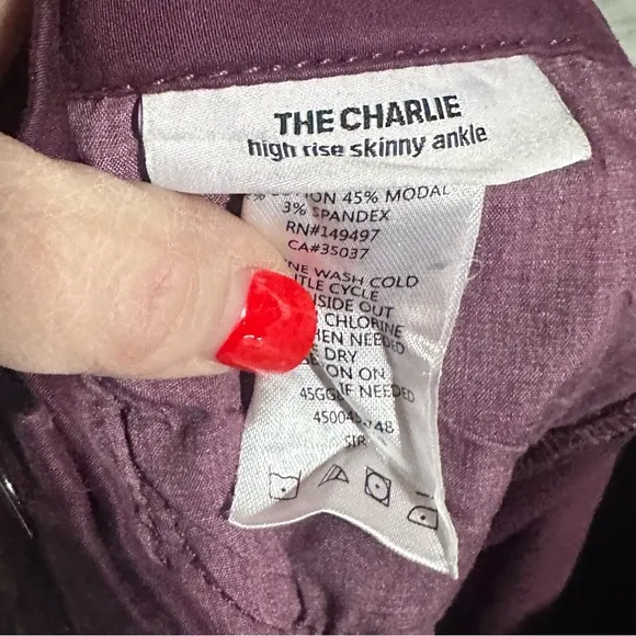 Joe's Jeans THE CHARLIE High Rise Skinny Ankle Coated Jeans in Plum - 25