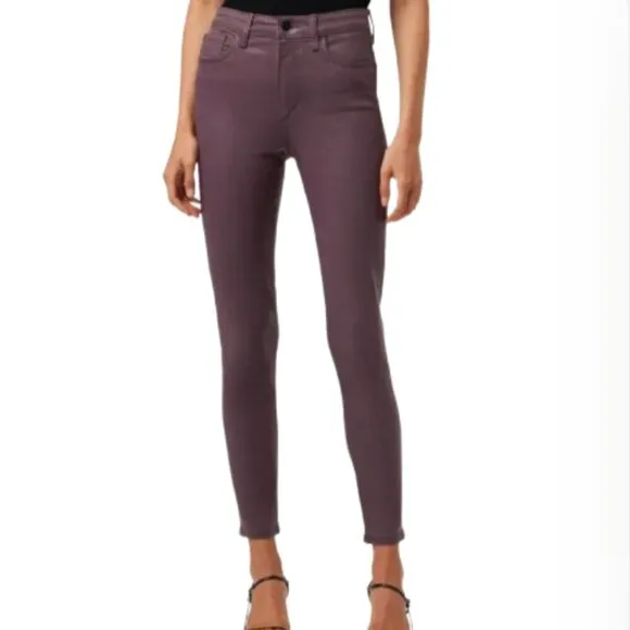 Joe's Jeans THE CHARLIE High Rise Skinny Ankle Coated Jeans in Plum - 25