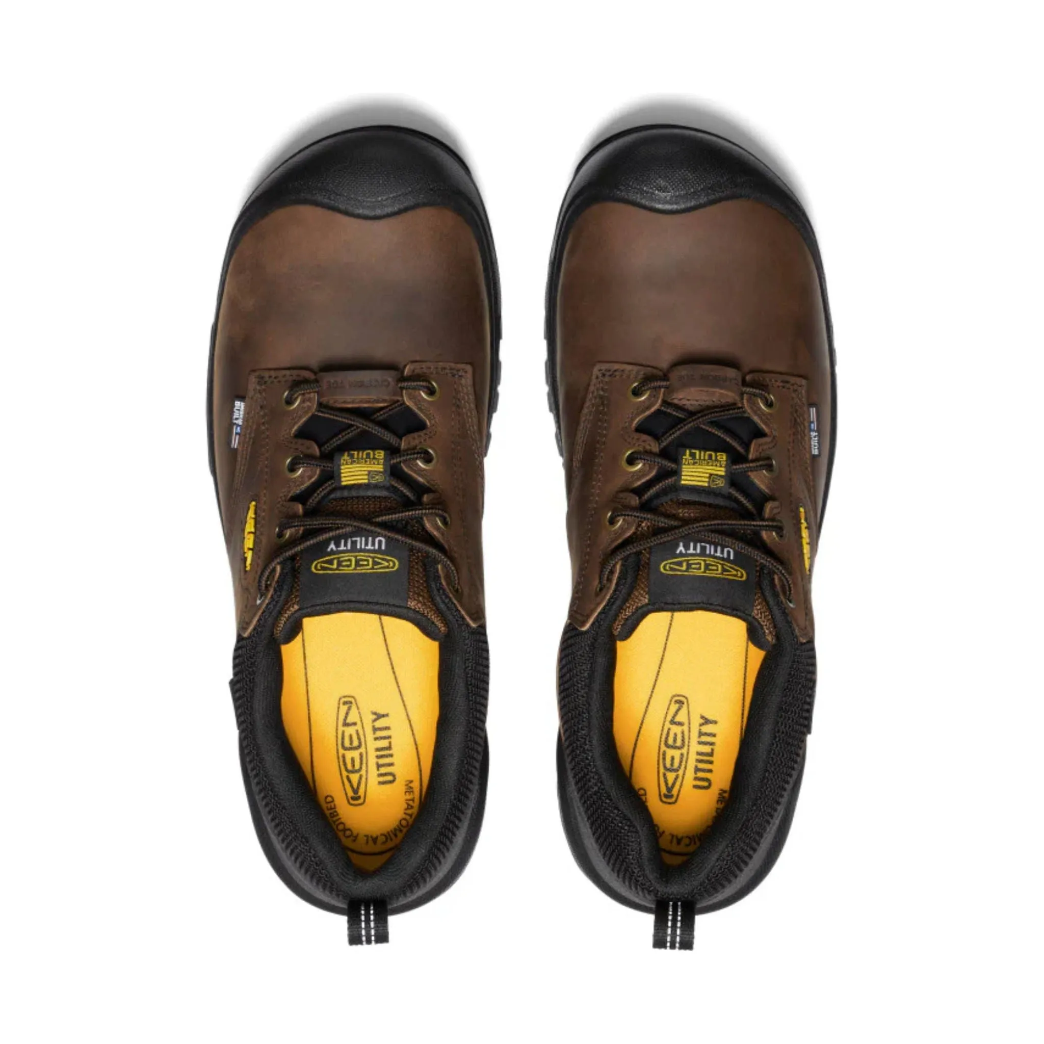 KEEN Utility Men's Independence Oxford Waterproof Carbon Fiber Toe Work Shoes - Dark Earth/Black