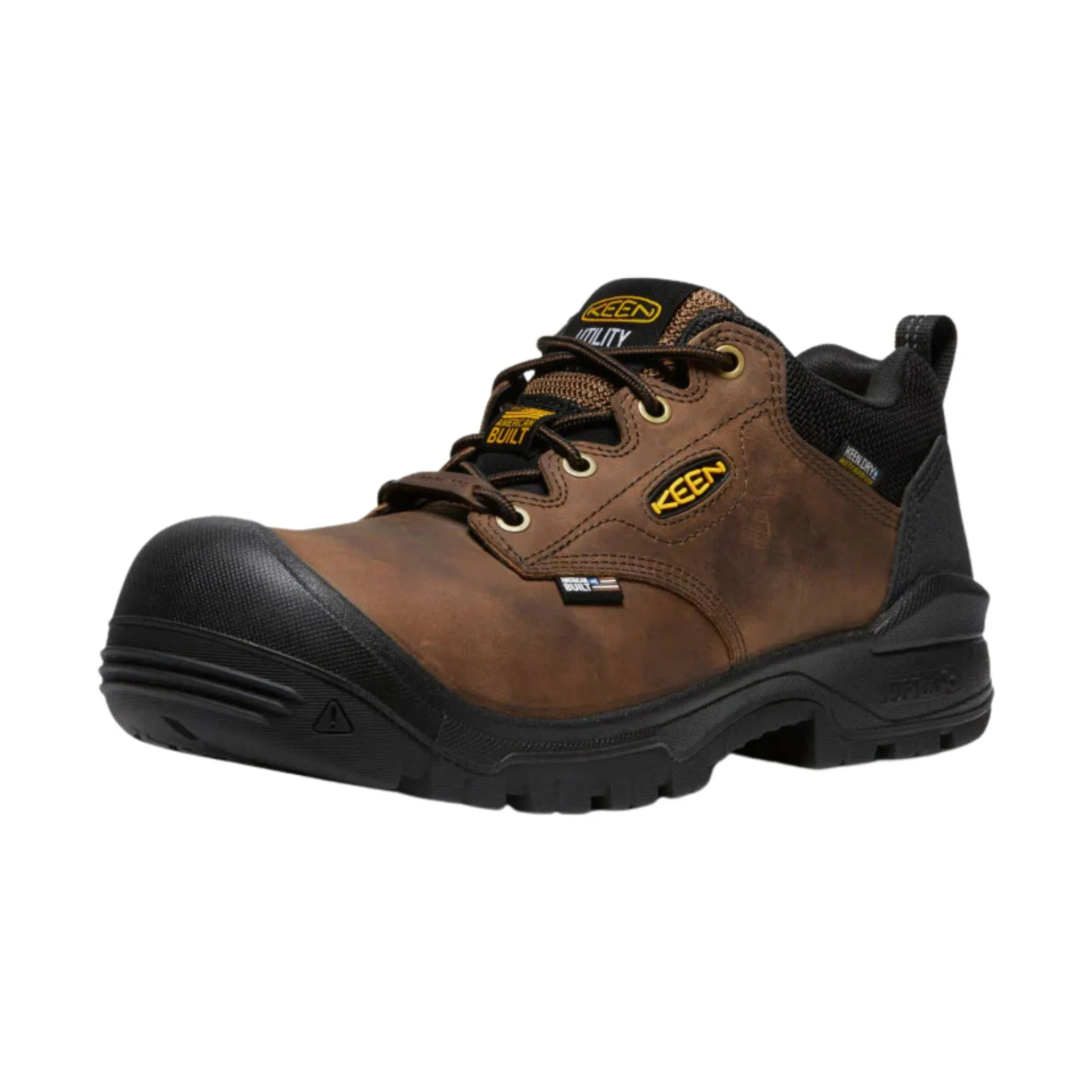 KEEN Utility Men's Independence Oxford Waterproof Carbon Fiber Toe Work Shoes - Dark Earth/Black