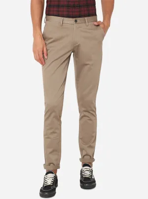 Khaki Solid Uno Fit Casual Trouser | JadeBlue