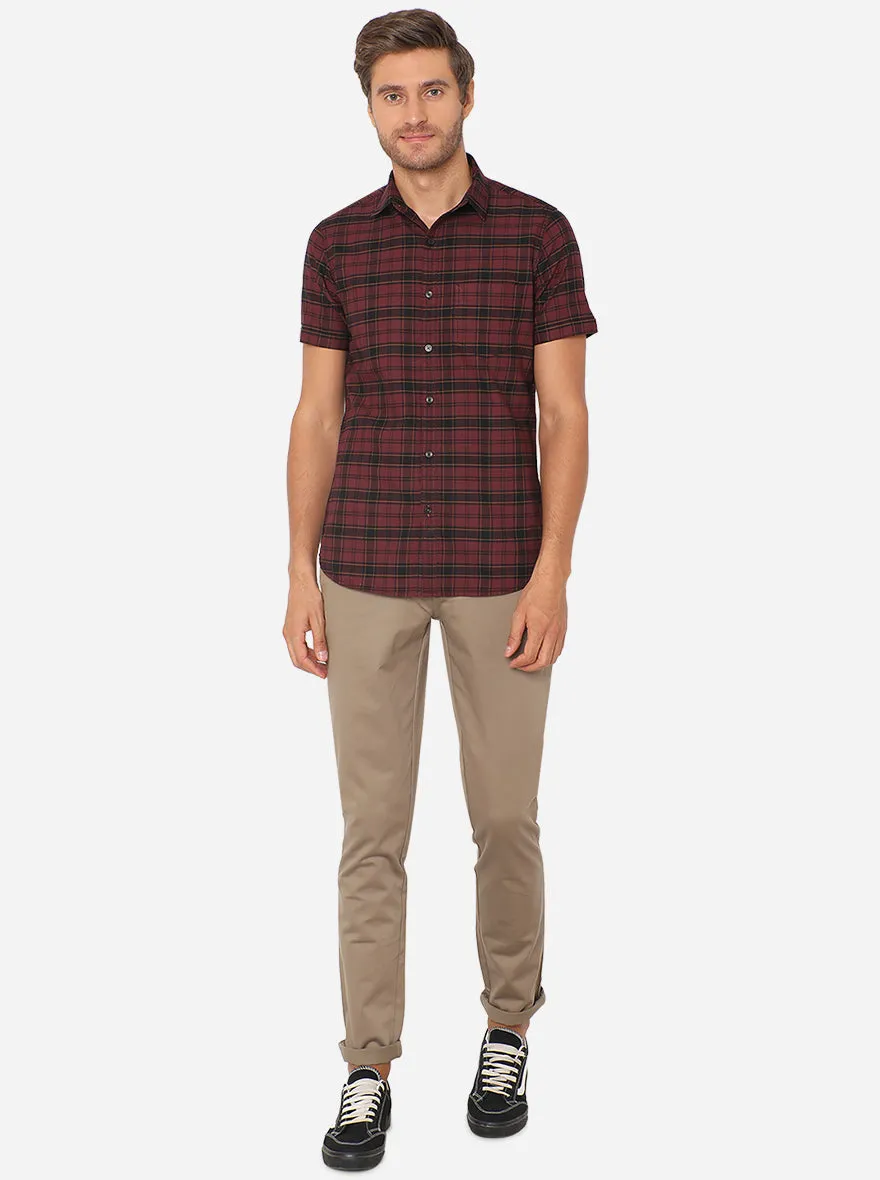 Khaki Solid Uno Fit Casual Trouser | JadeBlue