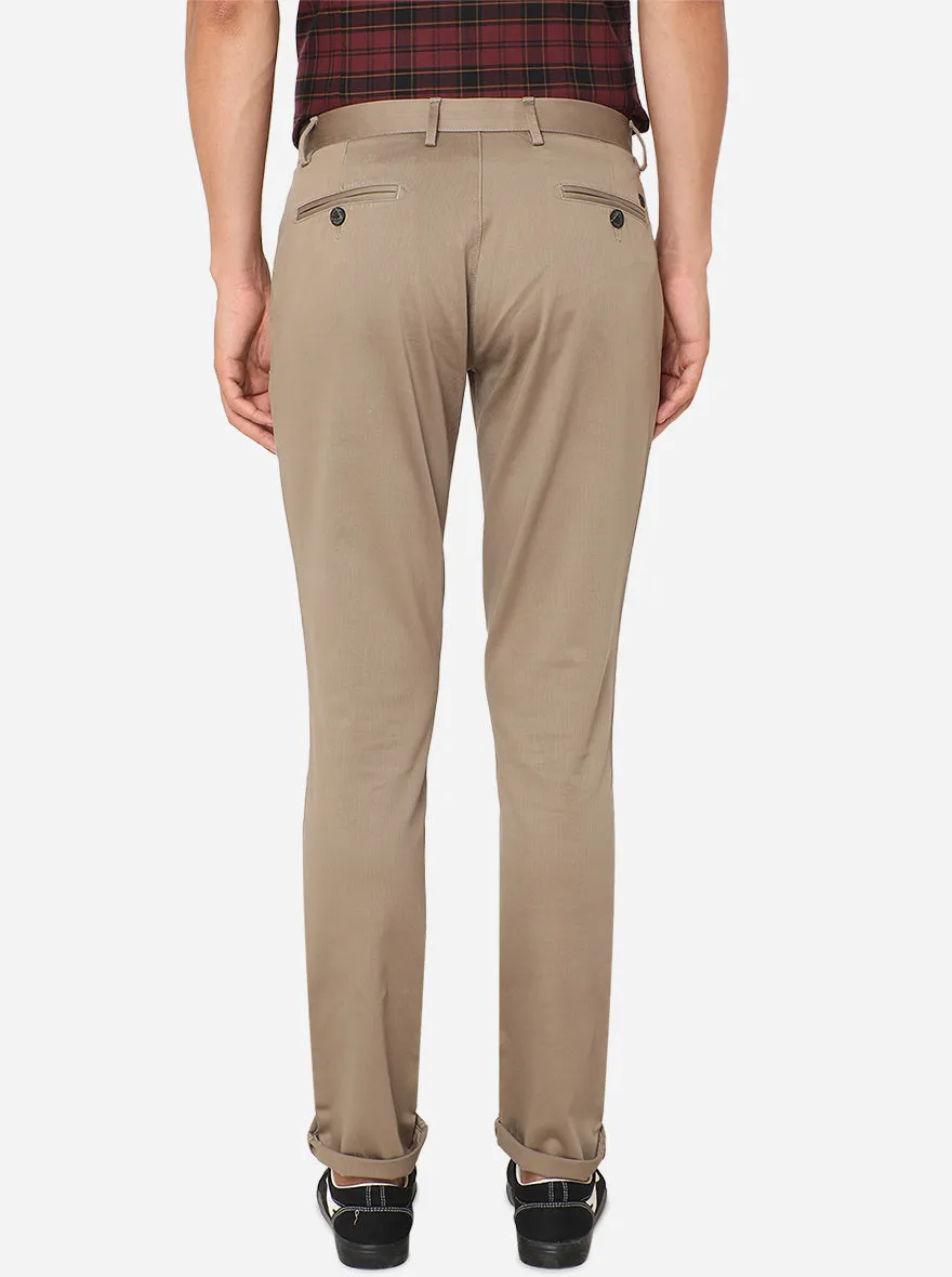 Khaki Solid Uno Fit Casual Trouser | JadeBlue