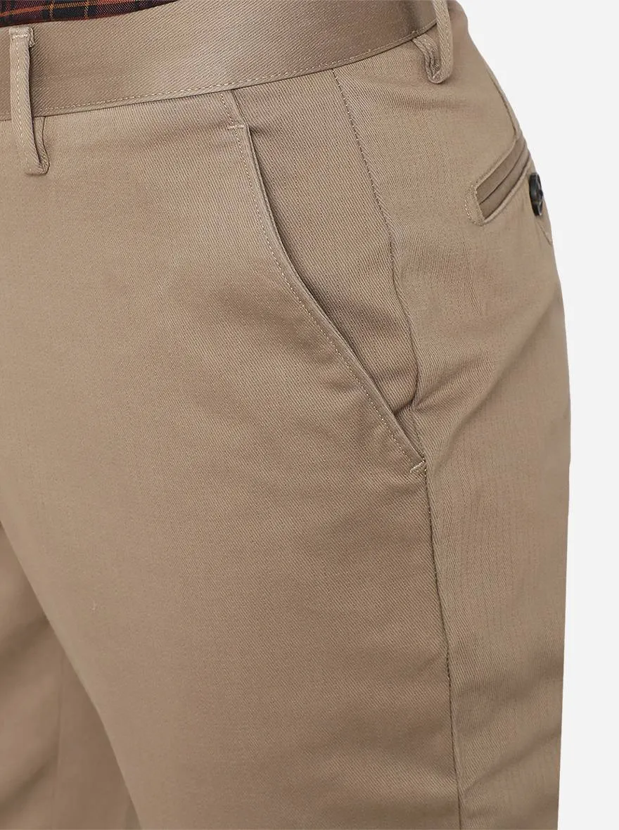 Khaki Solid Uno Fit Casual Trouser | JadeBlue