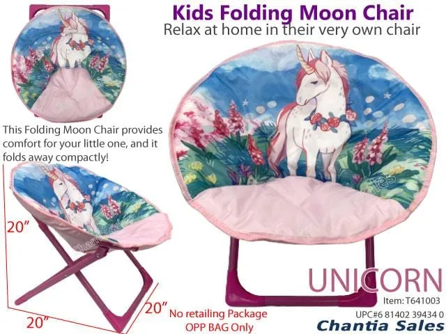 KIDS FOLDING MOON CHAIR - AVAILABLE IN 7 CUTE ANIMAL PATTERNS!
