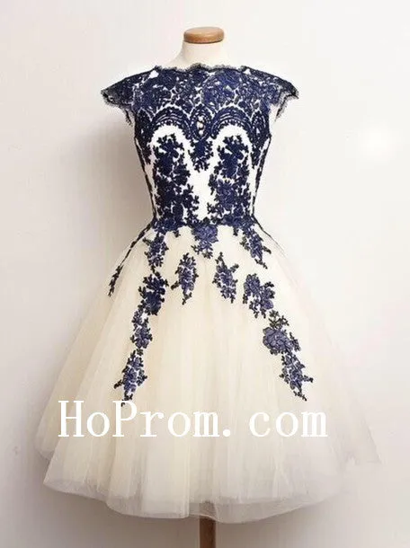 Knee Length Prom Dresses,Applique Prom Dress,Evening Dresses