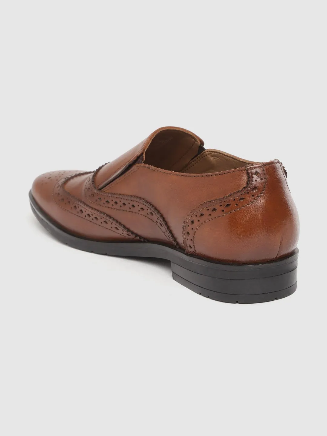 Leather Brogue Slip On Shoes