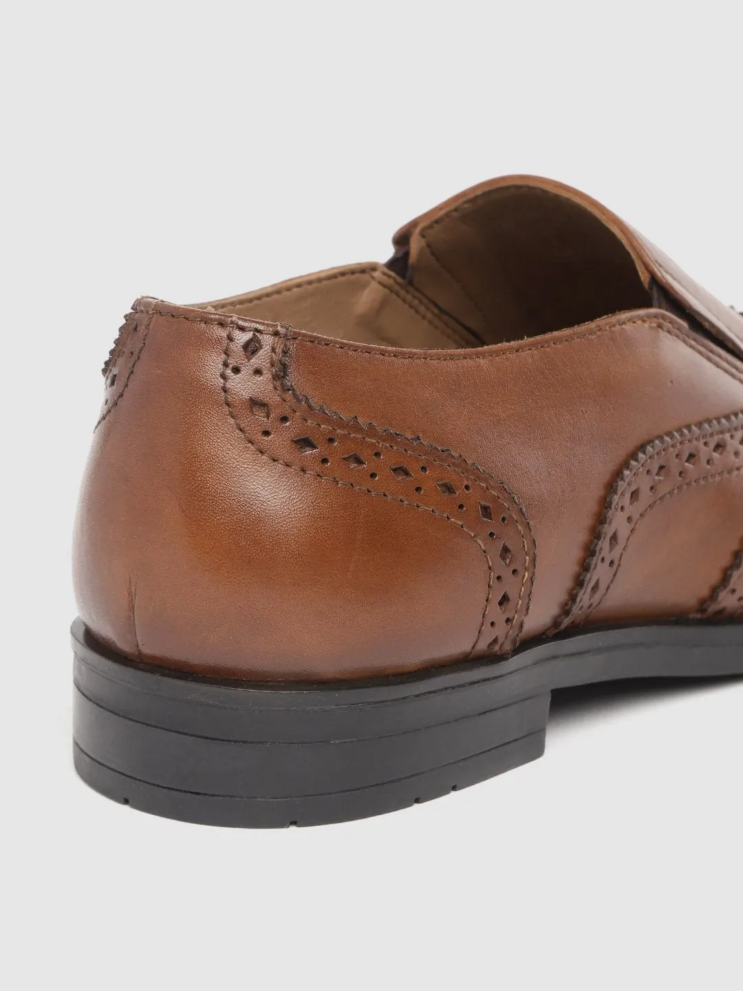Leather Brogue Slip On Shoes