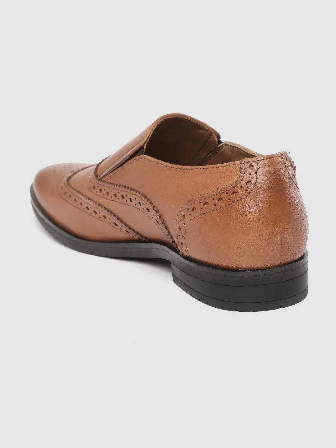 Leather Brogue Slip On Shoes