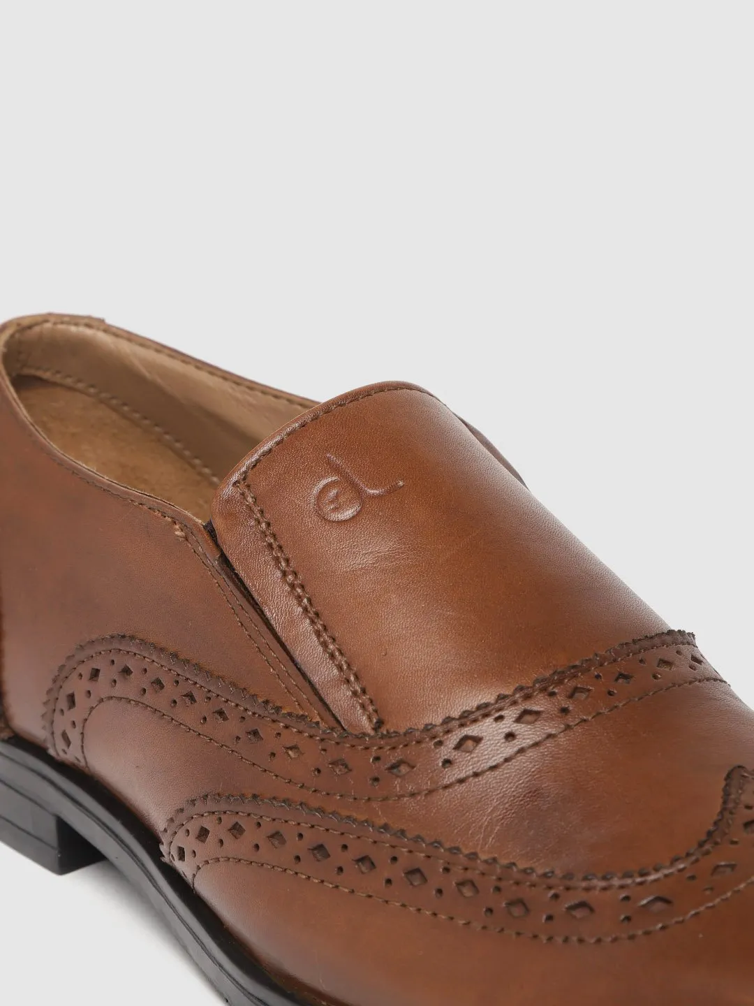 Leather Brogue Slip On Shoes