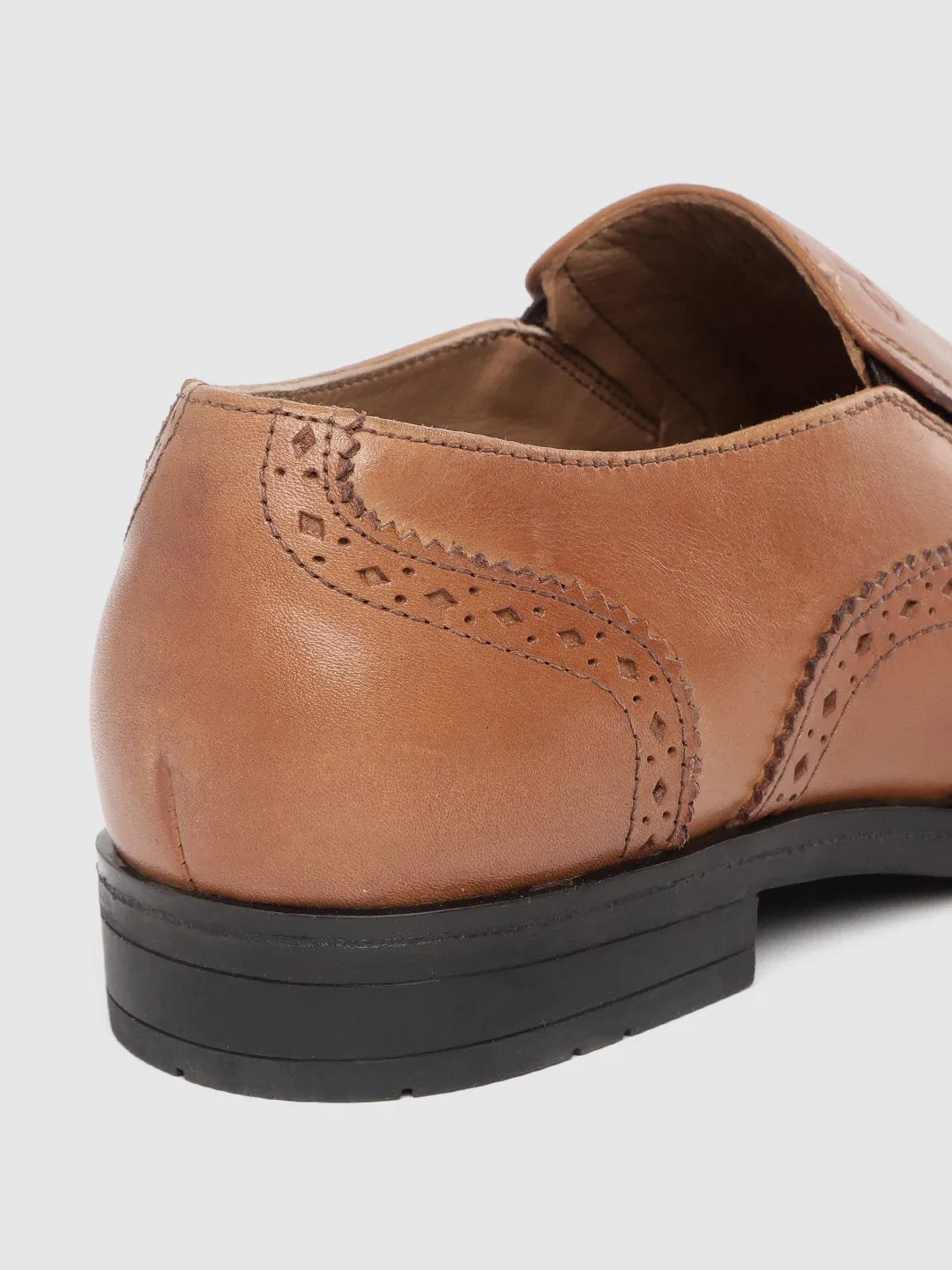 Leather Brogue Slip On Shoes