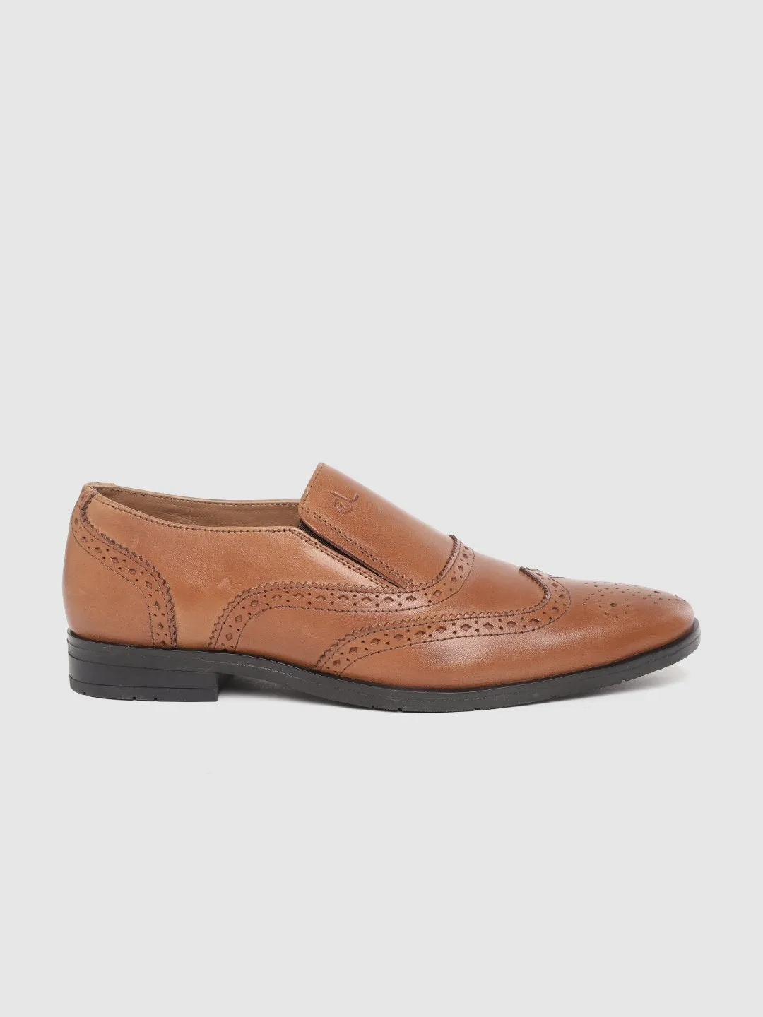 Leather Brogue Slip On Shoes
