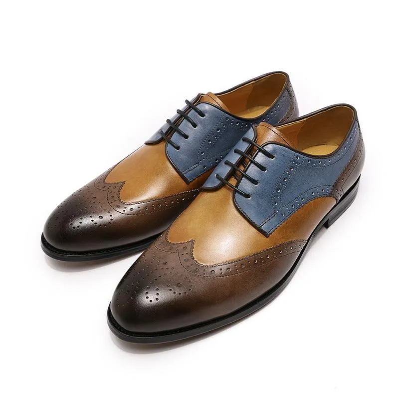 Leather Casual Men's Shoes With Color Matching Laces