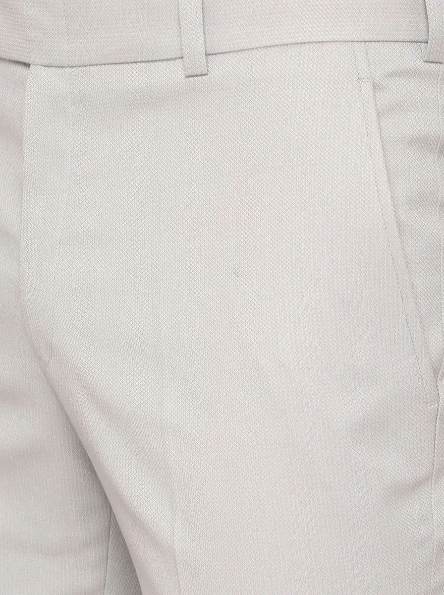 Light Grey Solid Slim Fit Formal Trouser | Greenfibre