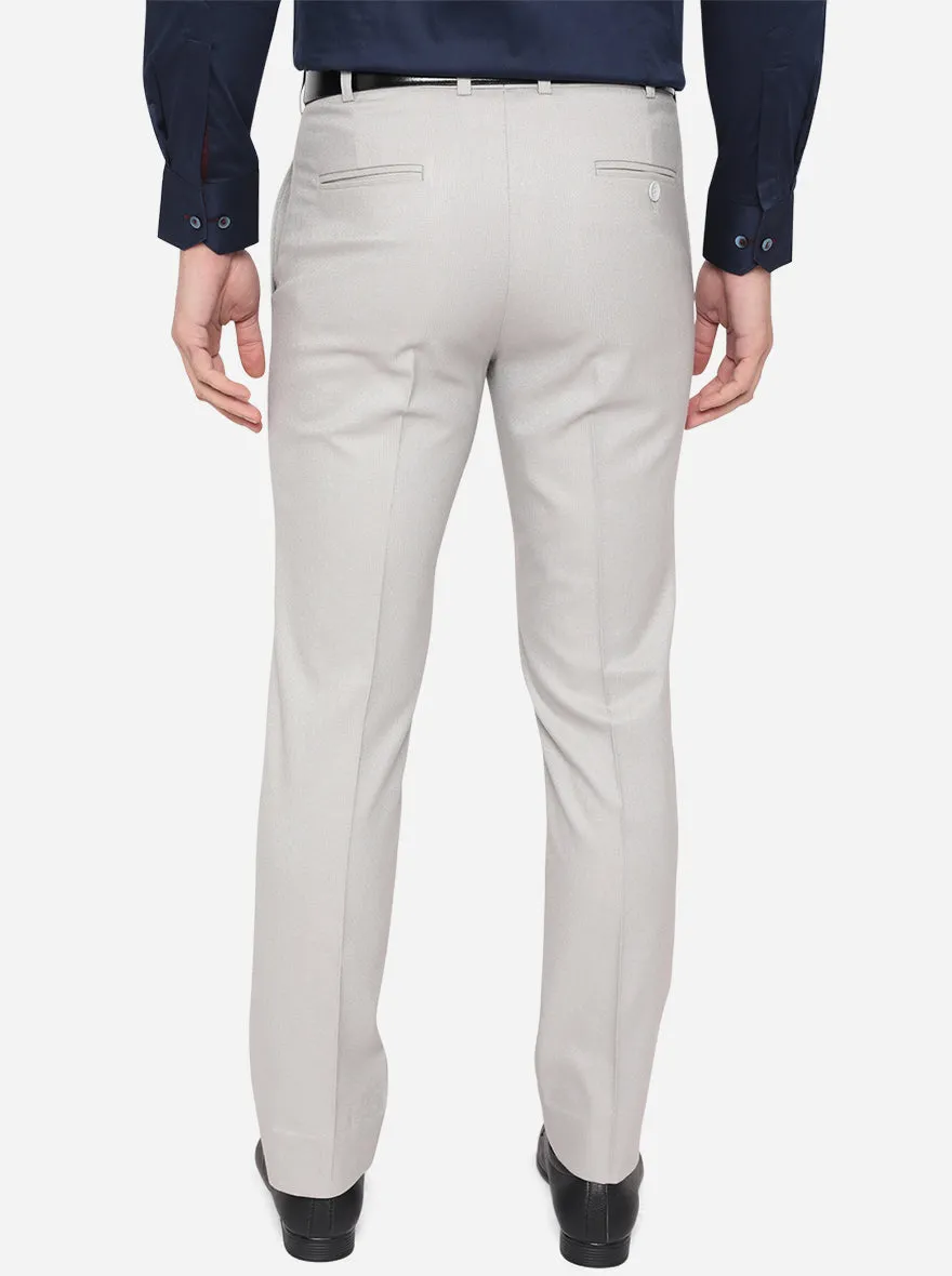 Light Grey Solid Slim Fit Formal Trouser | Greenfibre