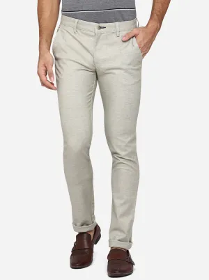 Light Grey Solid Super Slim Fit Casual Trouser | Greenfibre