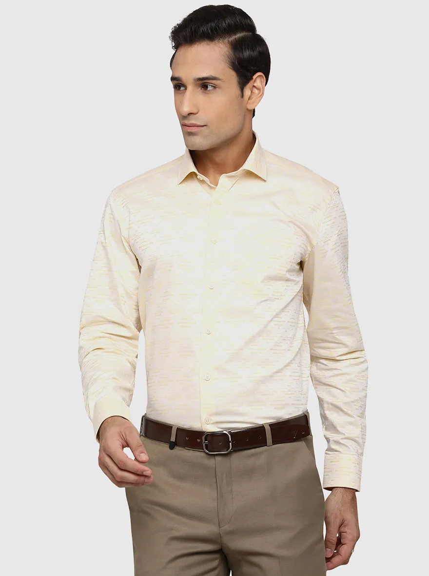 Light Yellow Dobby Regular Fit Formal Shirt | JadeBlue