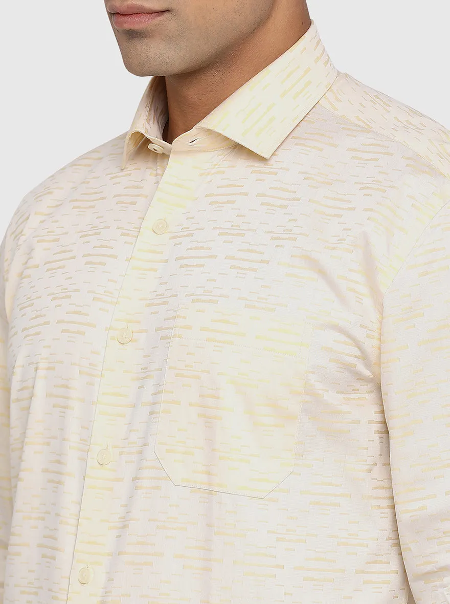 Light Yellow Dobby Regular Fit Formal Shirt | JadeBlue