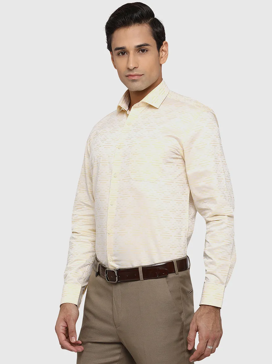 Light Yellow Dobby Regular Fit Formal Shirt | JadeBlue