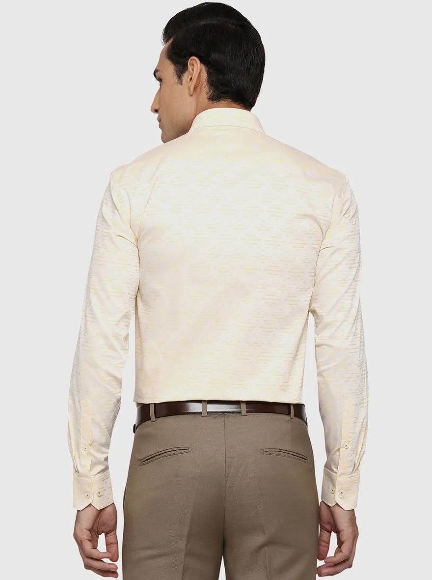 Light Yellow Dobby Regular Fit Formal Shirt | JadeBlue