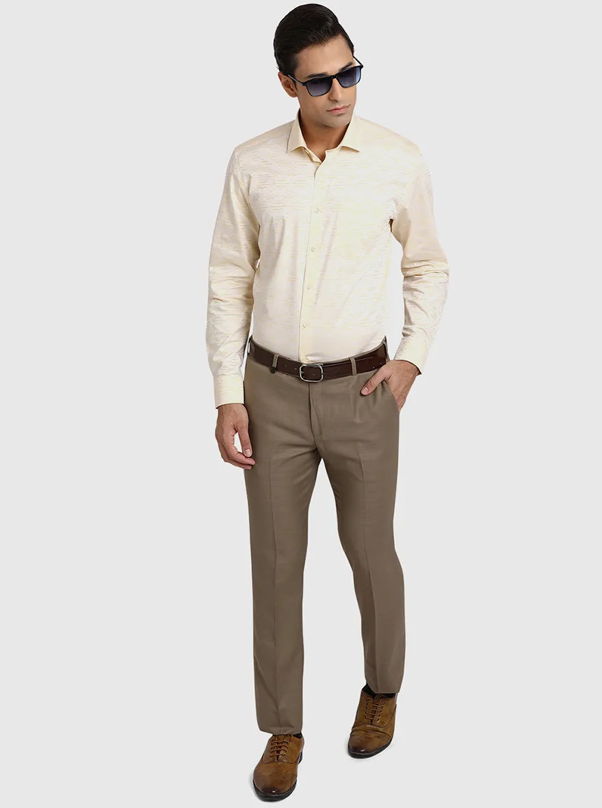 Light Yellow Dobby Regular Fit Formal Shirt | JadeBlue
