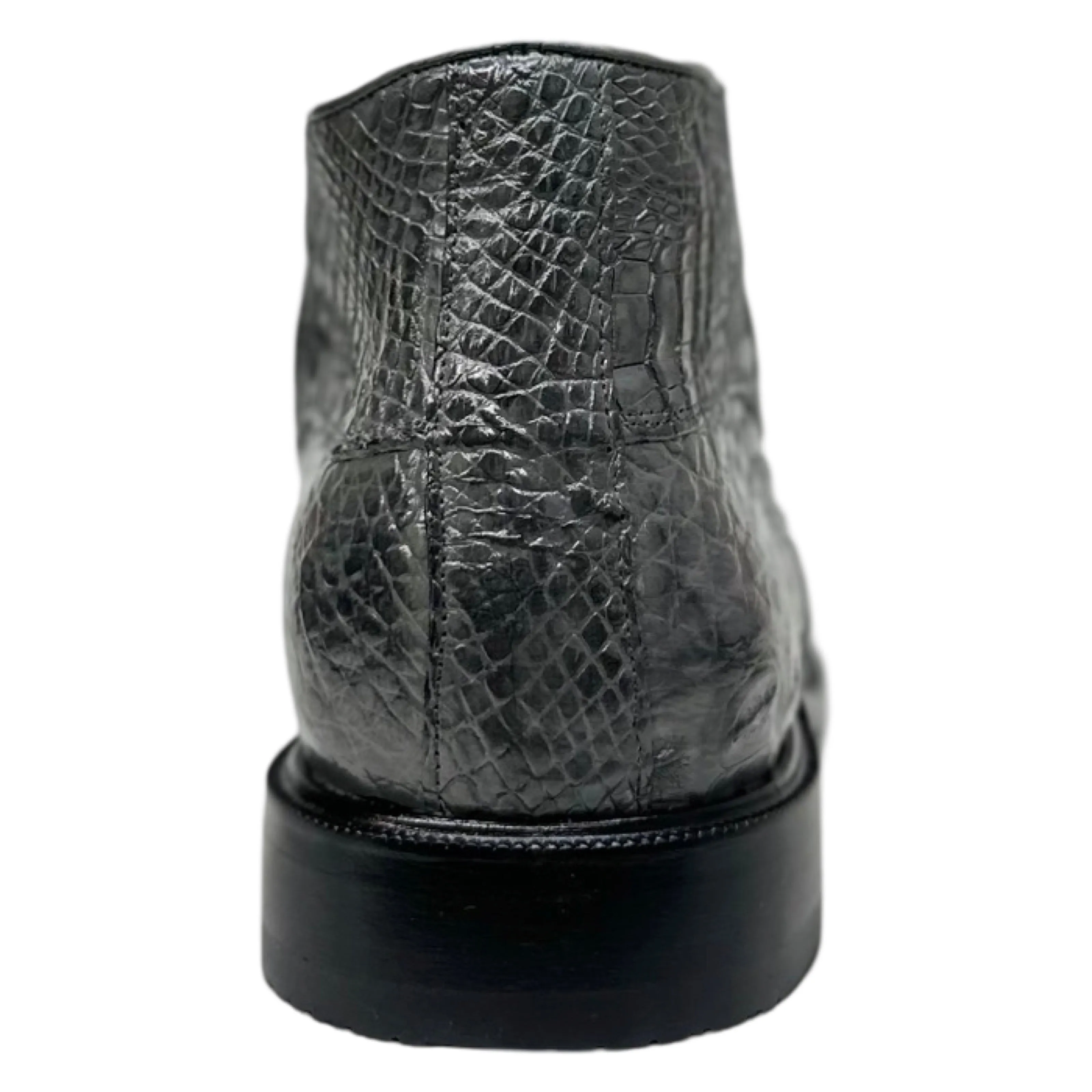 Los Altos Gray All Over Crocodile Belly Lace-Up Dress Ankle Boots