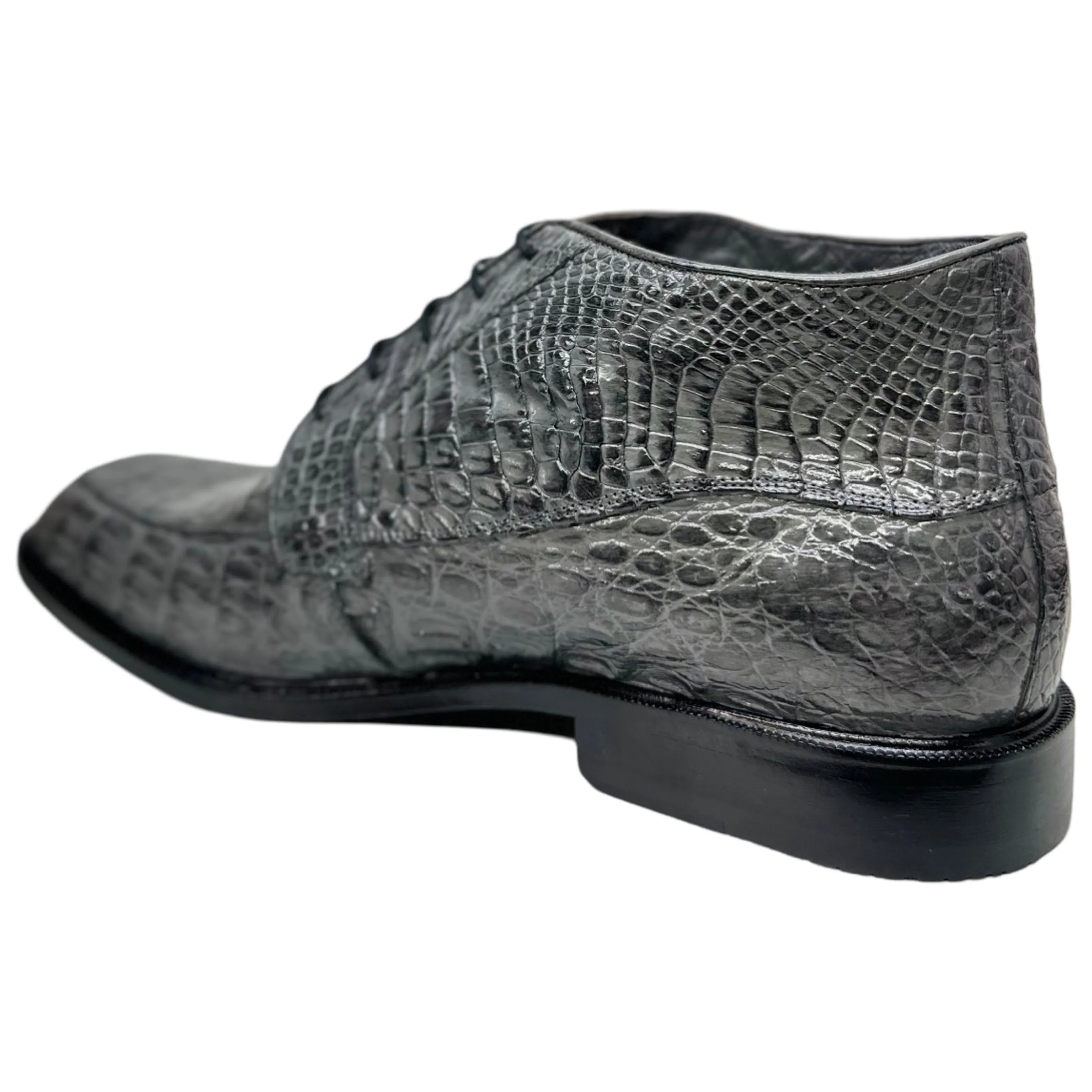 Los Altos Gray All Over Crocodile Belly Lace-Up Dress Ankle Boots