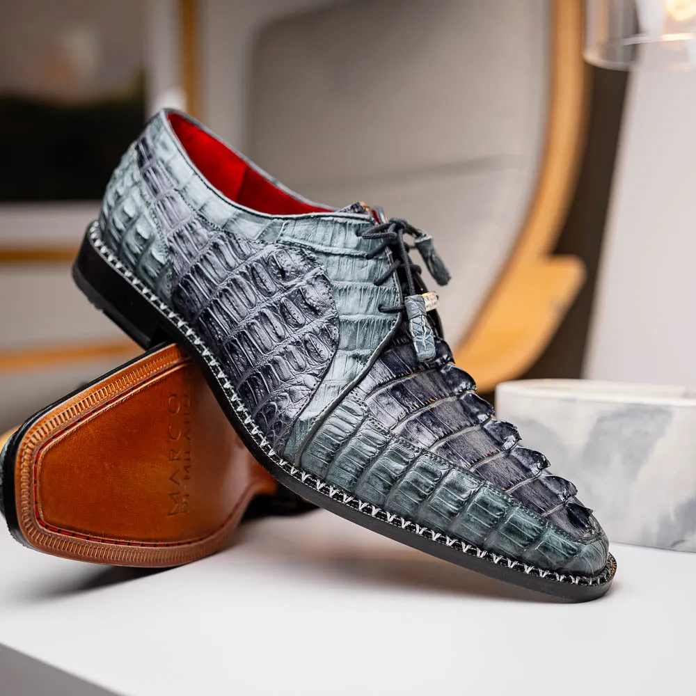 Marco Di Milano Caribe Dark Gray Caiman Crocodile Tail Dress Shoes