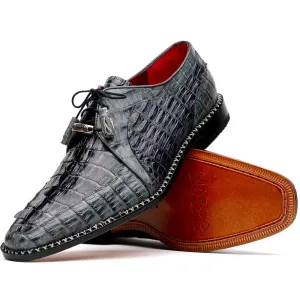 Marco Di Milano Caribe Dark Gray Caiman Crocodile Tail Dress Shoes