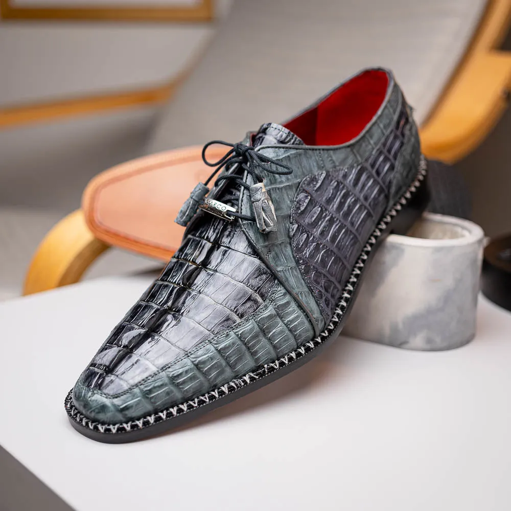 Marco Di Milano Caribe Dark Gray Caiman Crocodile Tail Dress Shoes