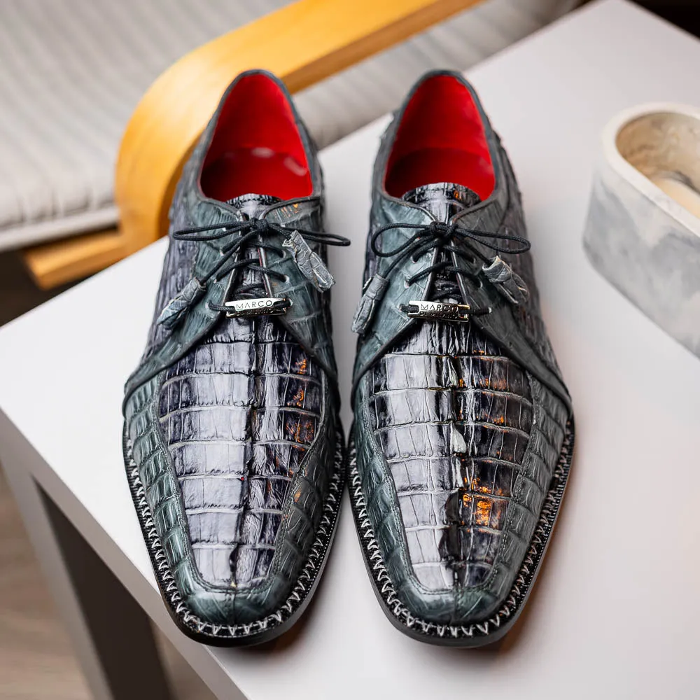 Marco Di Milano Caribe Dark Gray Caiman Crocodile Tail Dress Shoes