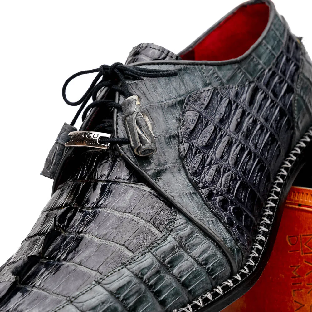 Marco Di Milano Caribe Dark Gray Caiman Crocodile Tail Dress Shoes