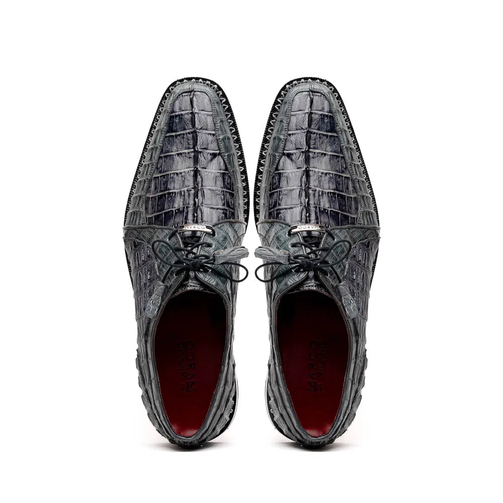 Marco Di Milano Caribe Dark Gray Caiman Crocodile Tail Dress Shoes