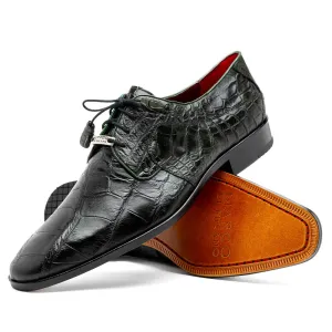 Marco Di Milano Fitipaldi Olive Alligator Derby Dress Shoes