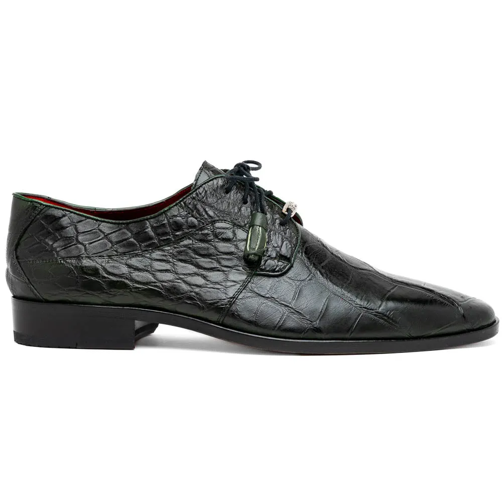 Marco Di Milano Fitipaldi Olive Alligator Derby Dress Shoes