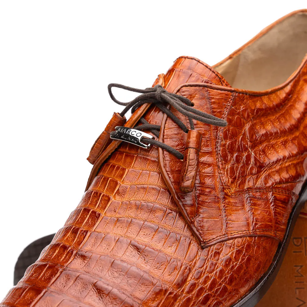 Marco Di Milano Lacio in Brandy Caiman Crocodile Derby Dress Shoes