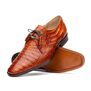 Marco Di Milano Lacio in Brandy Caiman Crocodile Derby Dress Shoes
