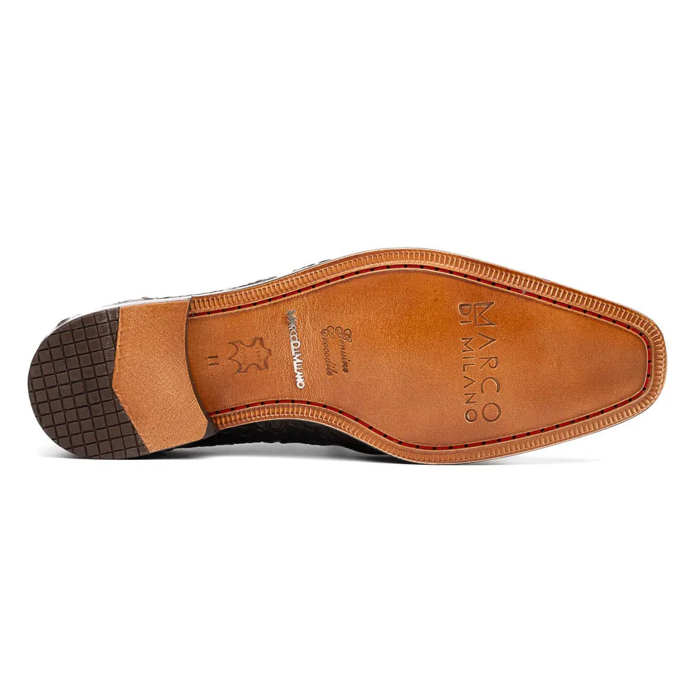 Marco Di Milano Lacio in Brandy Caiman Crocodile Derby Dress Shoes