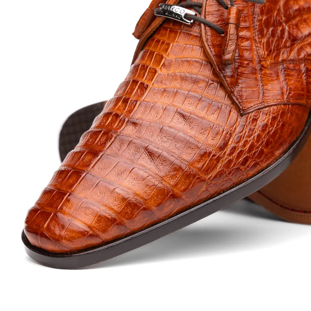 Marco Di Milano Lacio in Brandy Caiman Crocodile Derby Dress Shoes