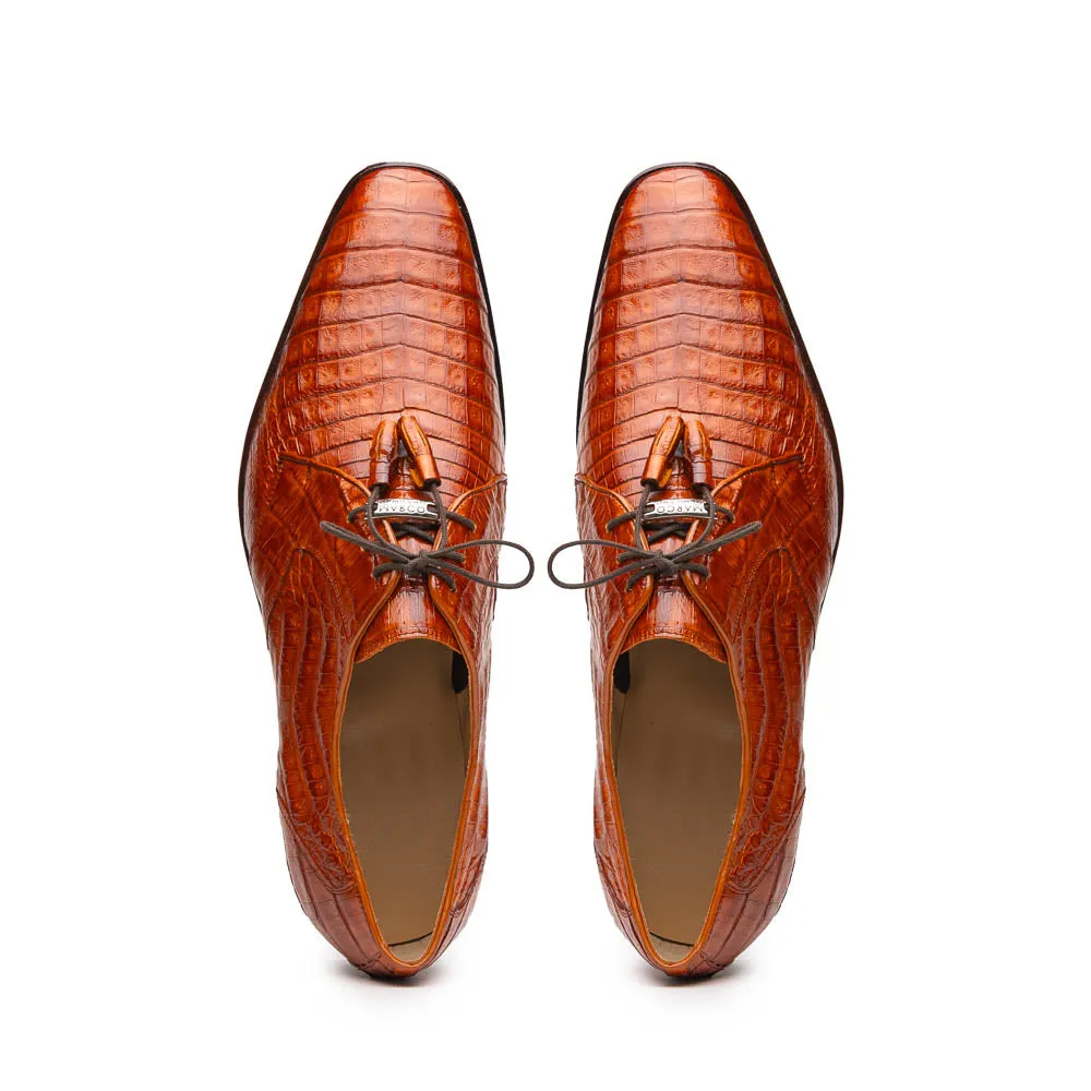 Marco Di Milano Lacio in Brandy Caiman Crocodile Derby Dress Shoes