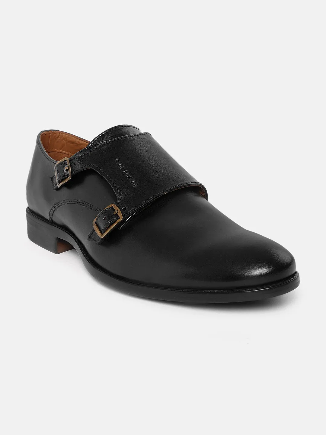 Men Black Double Monk Strap Shoes