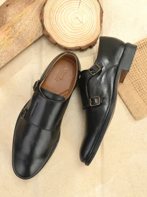 Men Black Double Monk Strap Shoes