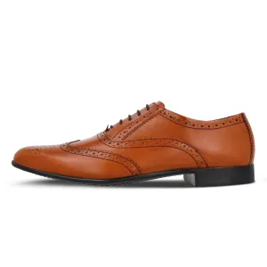 Men's Brogue Leather formals Shoes - WF6055 Tan