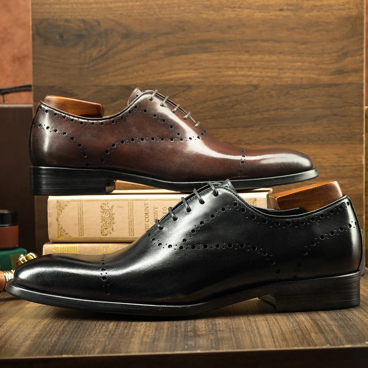 Men's Cowhide Brogue Oxford Shoes