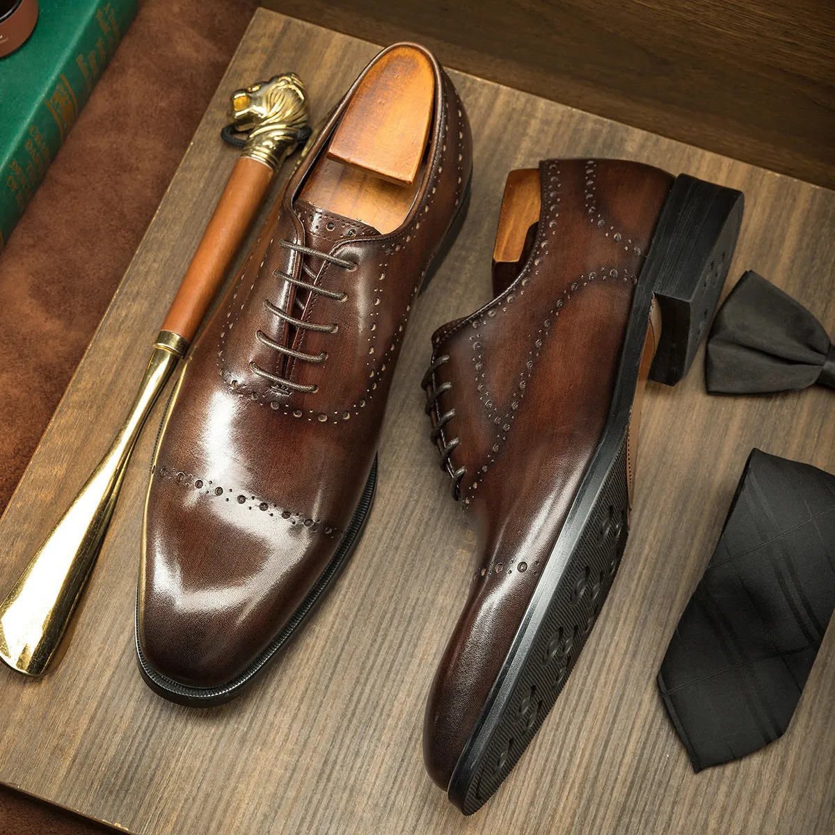 Men's Cowhide Brogue Oxford Shoes