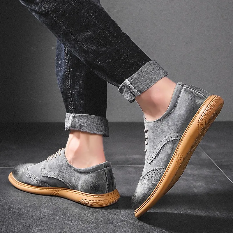 Men's Dress Shoes Autumn Vintage Brogue Leather Shoes