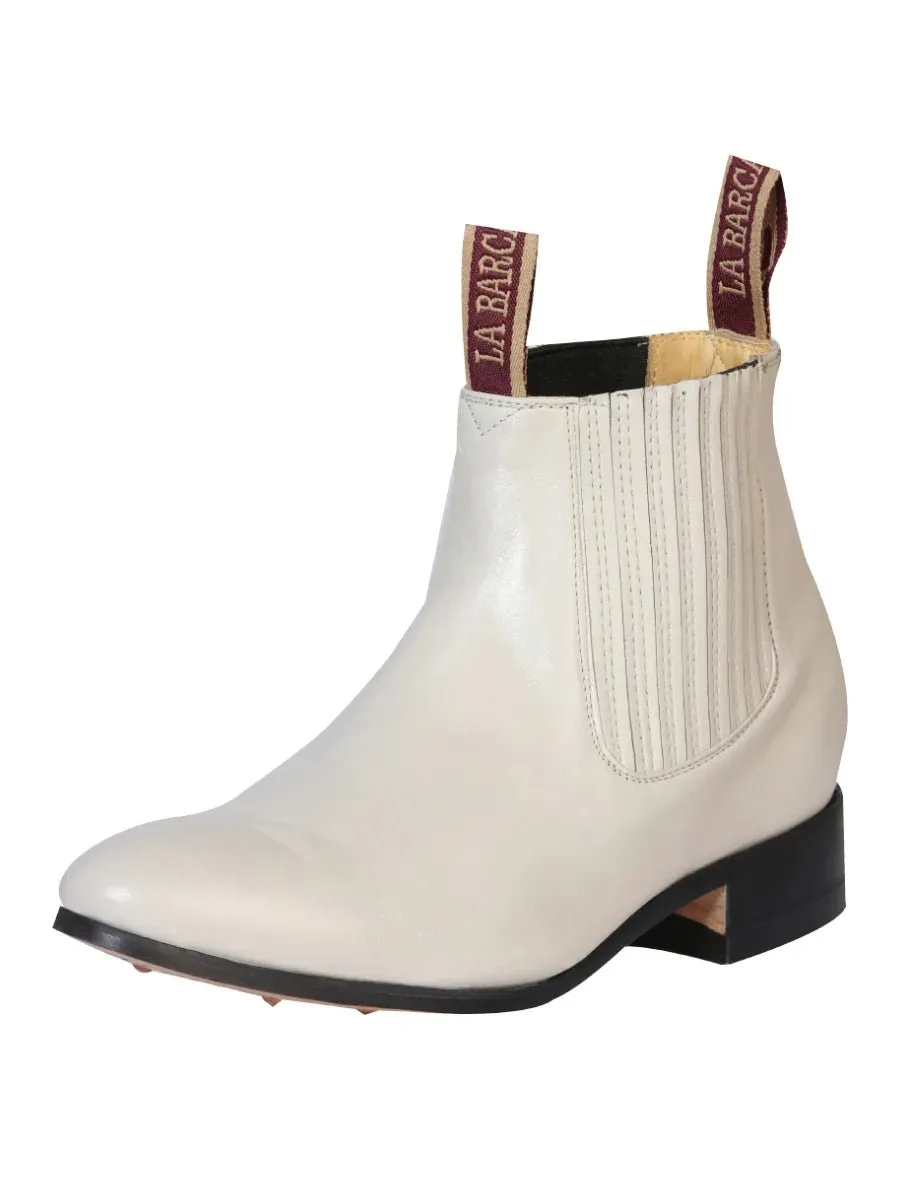 Men's Genuine Leather Classic Charro Ankle Boots 'La Barca' Bone Color 208