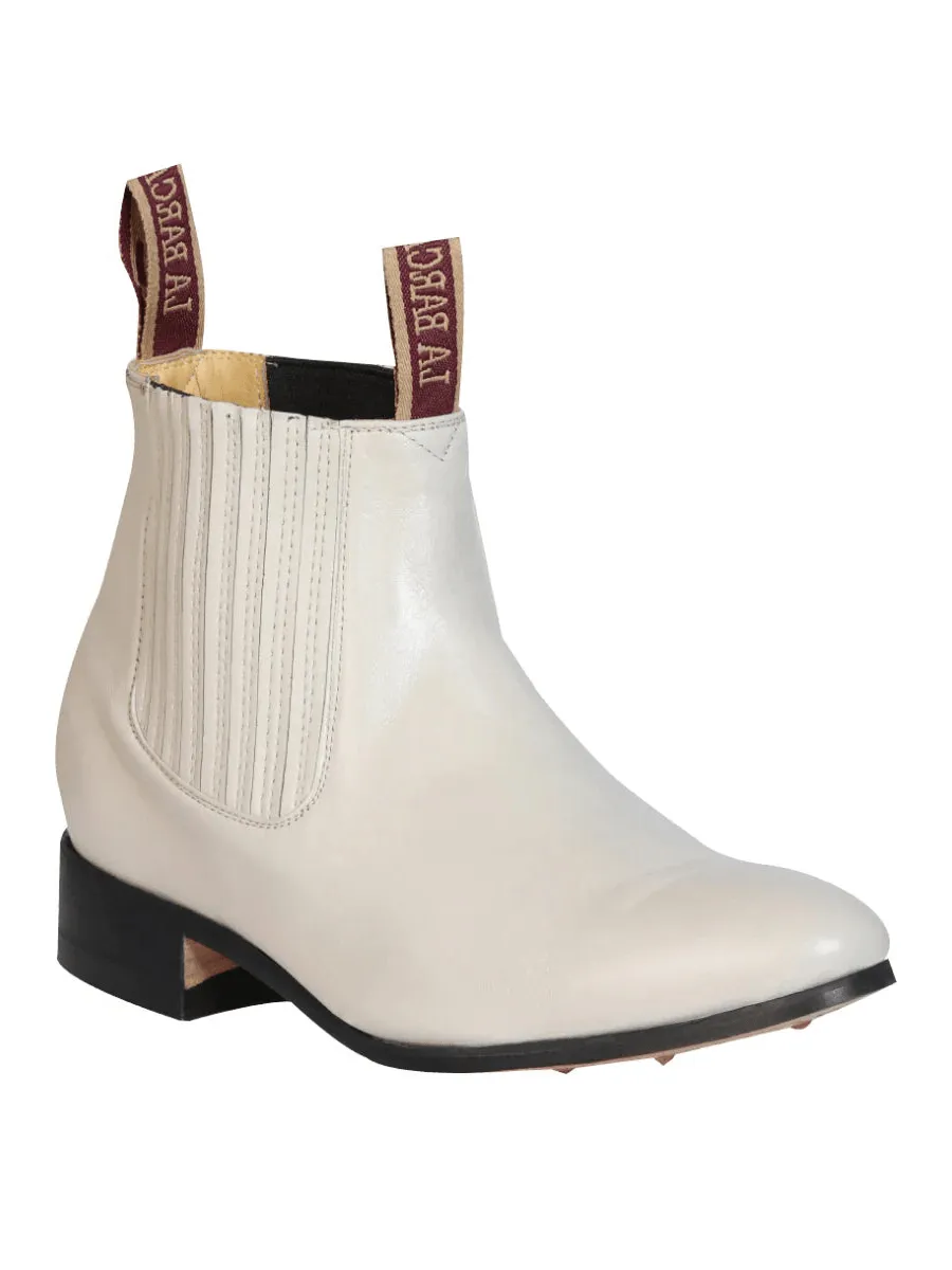Men's Genuine Leather Classic Charro Ankle Boots 'La Barca' Bone Color 208