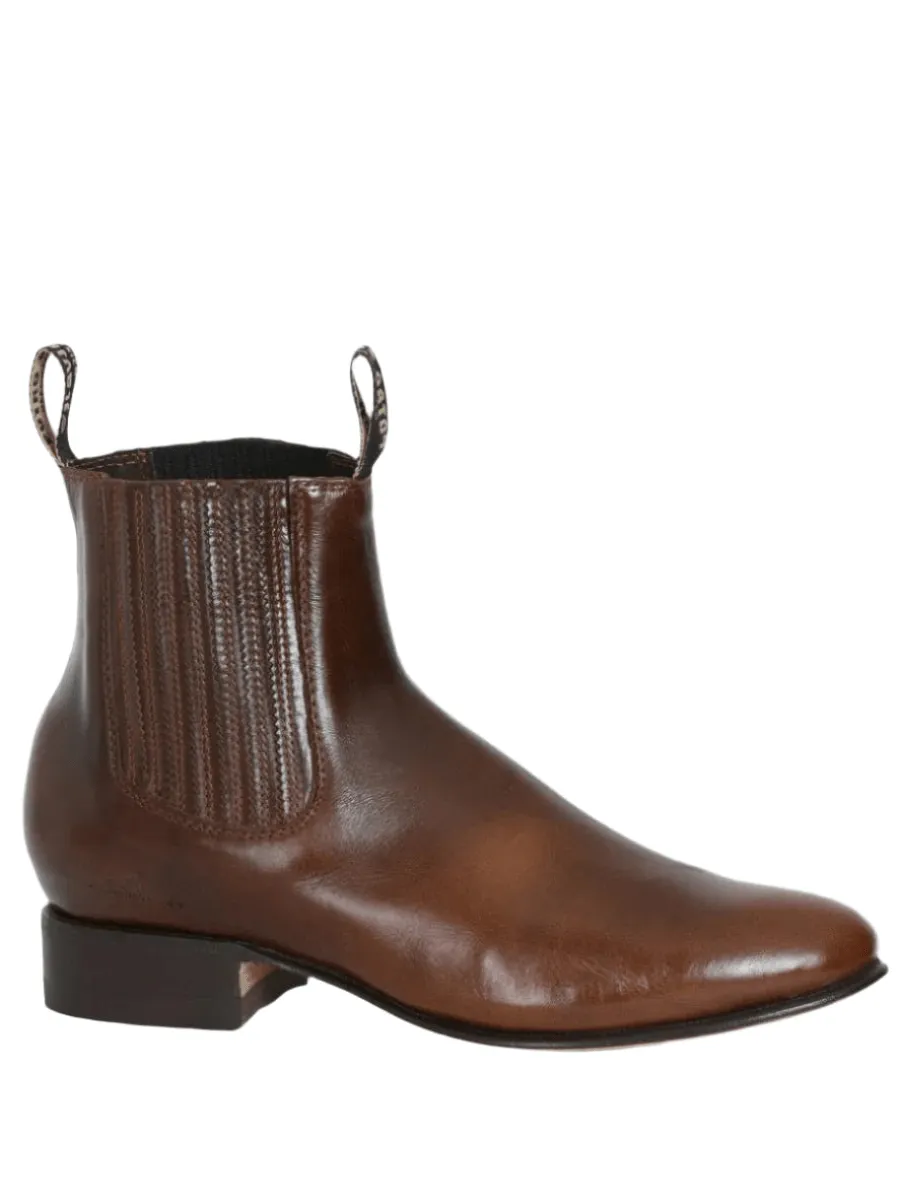 Men's Pull-Up Leather Charro Ankle Boots 'Potro Salvaje' 123786